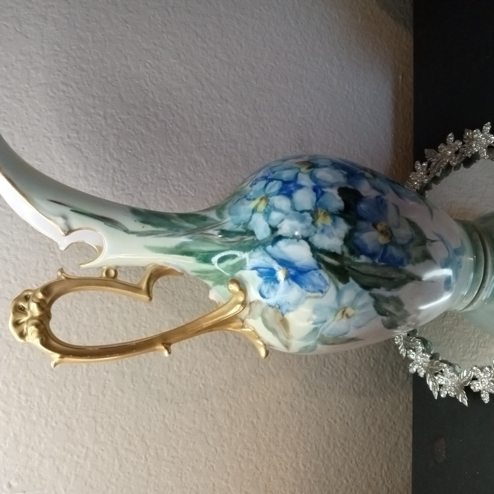 EXQUISITE Limoges France Hand painted 14" Pitcher Vase
